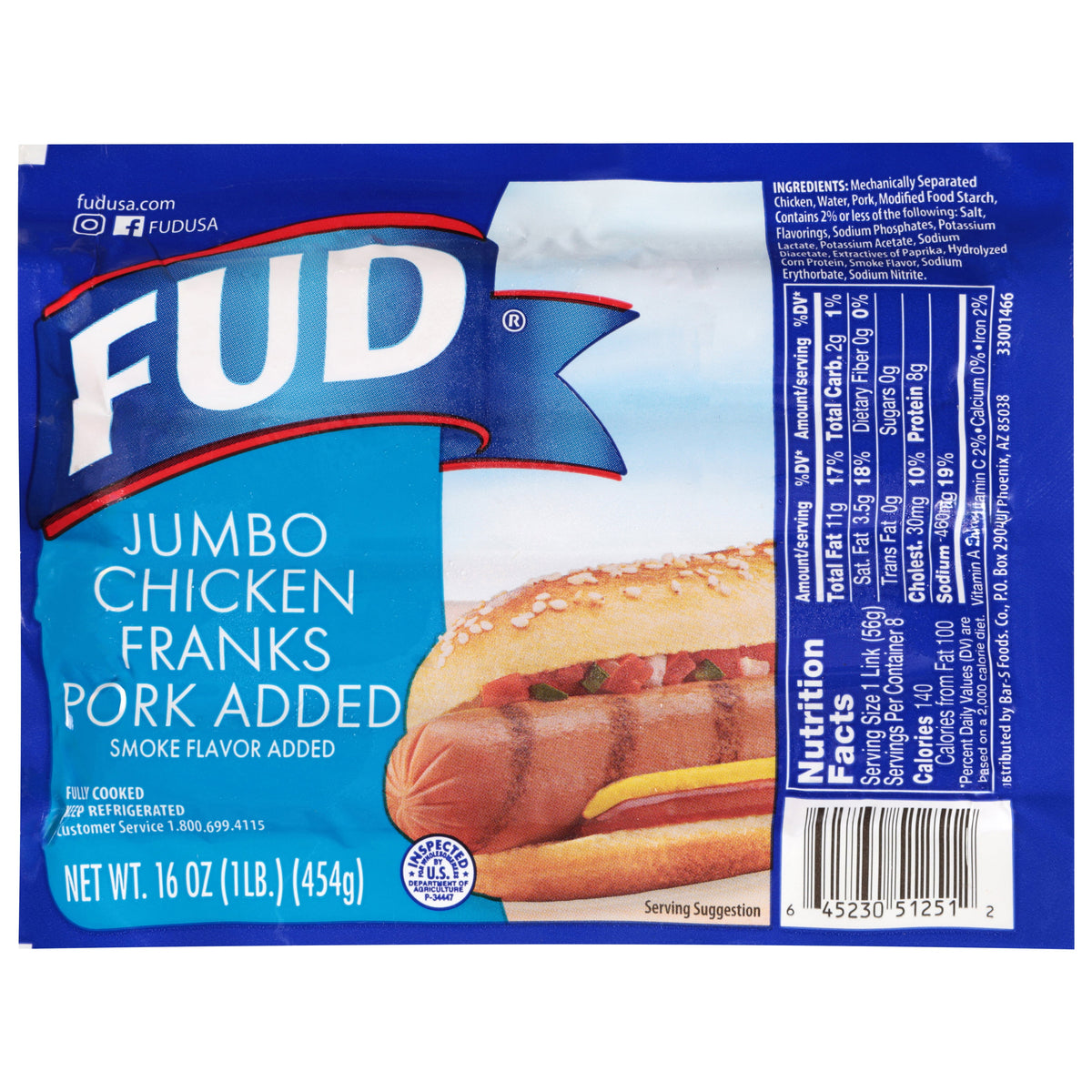 FUD Con cerdo Jumbo Salchichas de pollo 16 oz