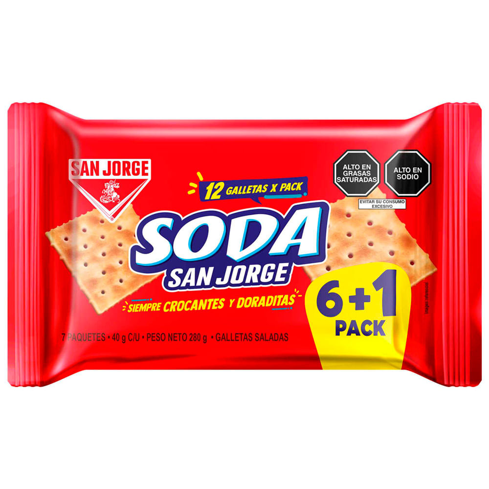 San Jorge galletas Soda — 7 paquetes · 280 g