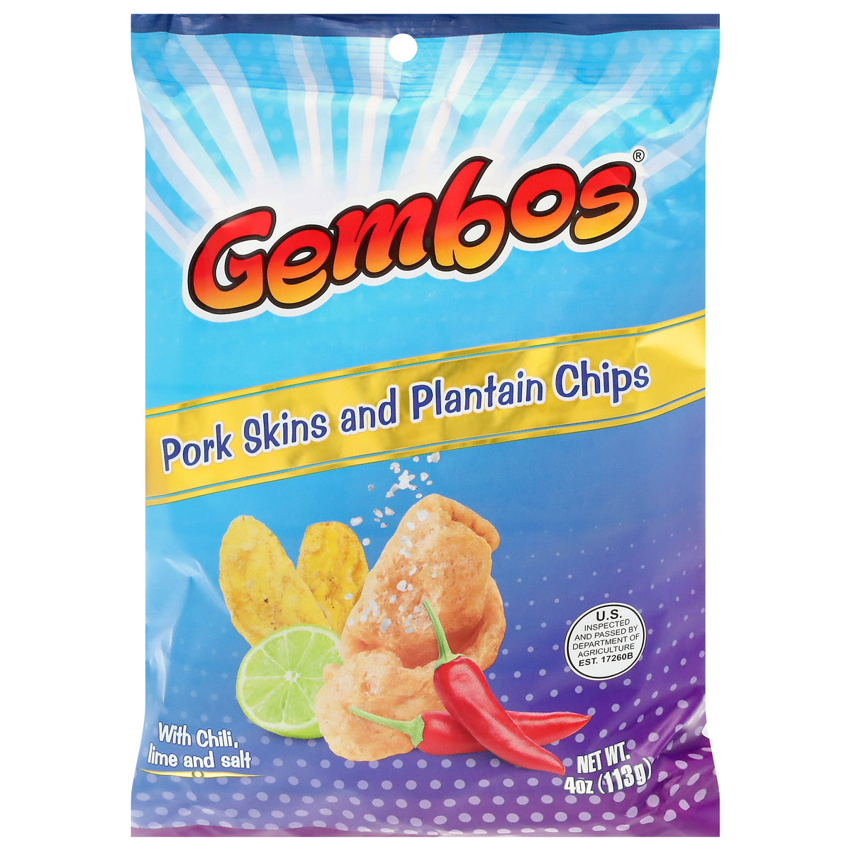 Gembos Chicharrones y platanitos with Chili, Limón and Sal 4 oz