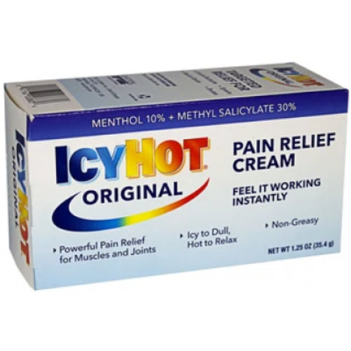 Icy Hot Cream Pain Relief Original 1.25oz — Empaque mostrado en la fotografía