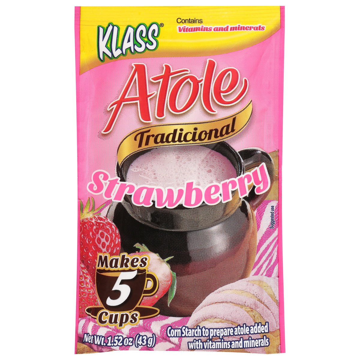 Klass Atole Tradicional Fresa Mezcla para bebida 1.52 oz