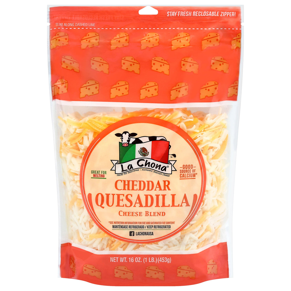 La Chona Mezcla de quesos Cheddar Quesadilla — 16 oz