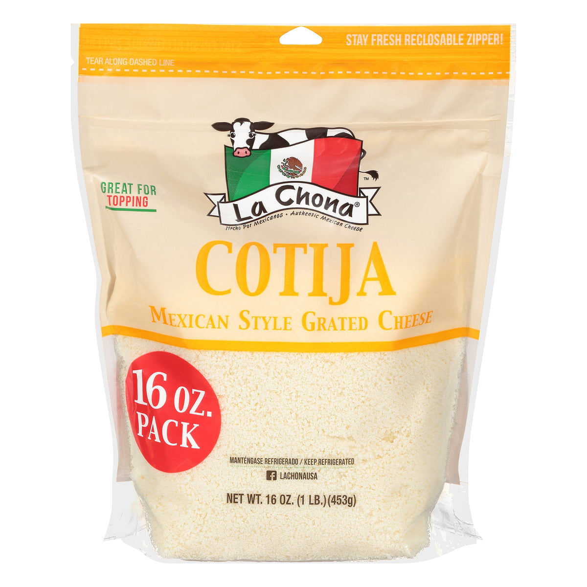 La Chona Queso Cotija rallado — 16 oz