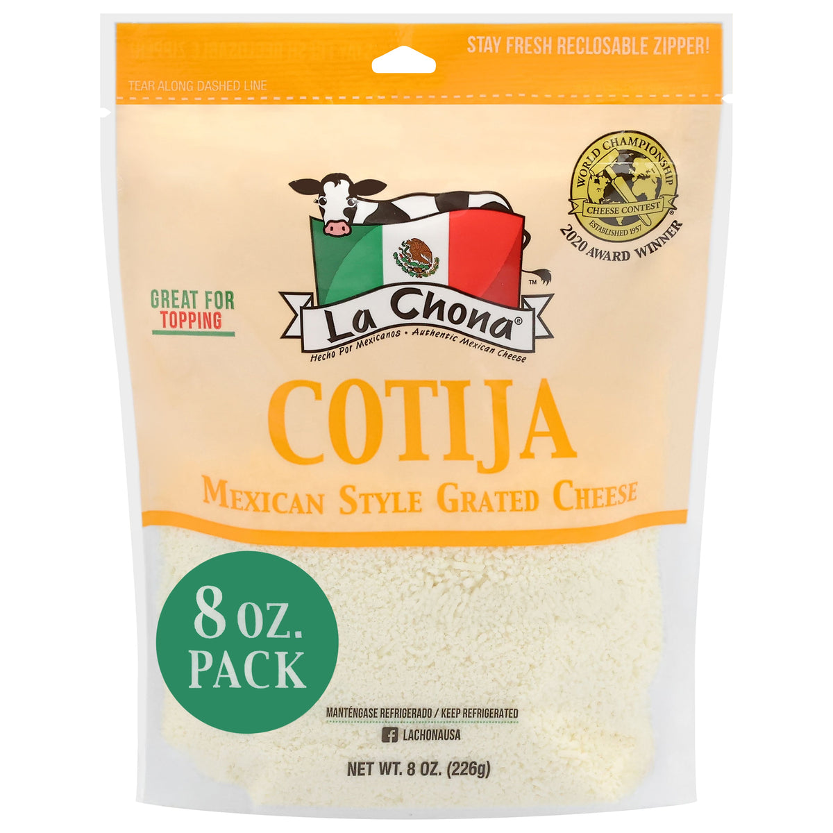 La Chona Queso Cotija rallado — 8 oz