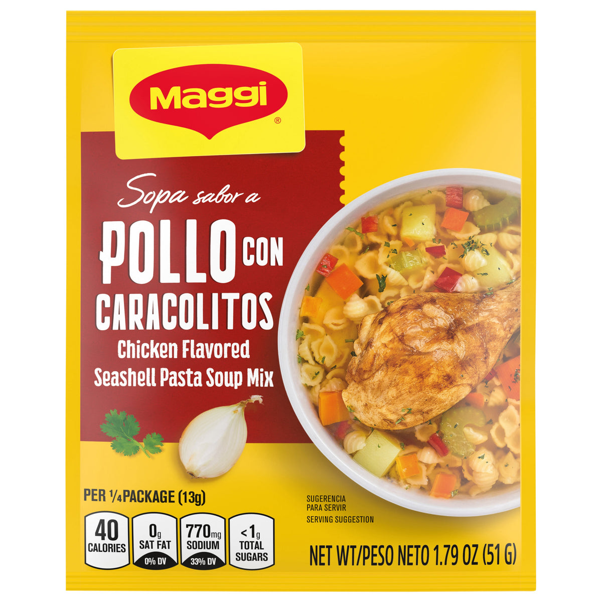 MAGGI Sopa deshidratada Pollo con caracolitos 1.79oz