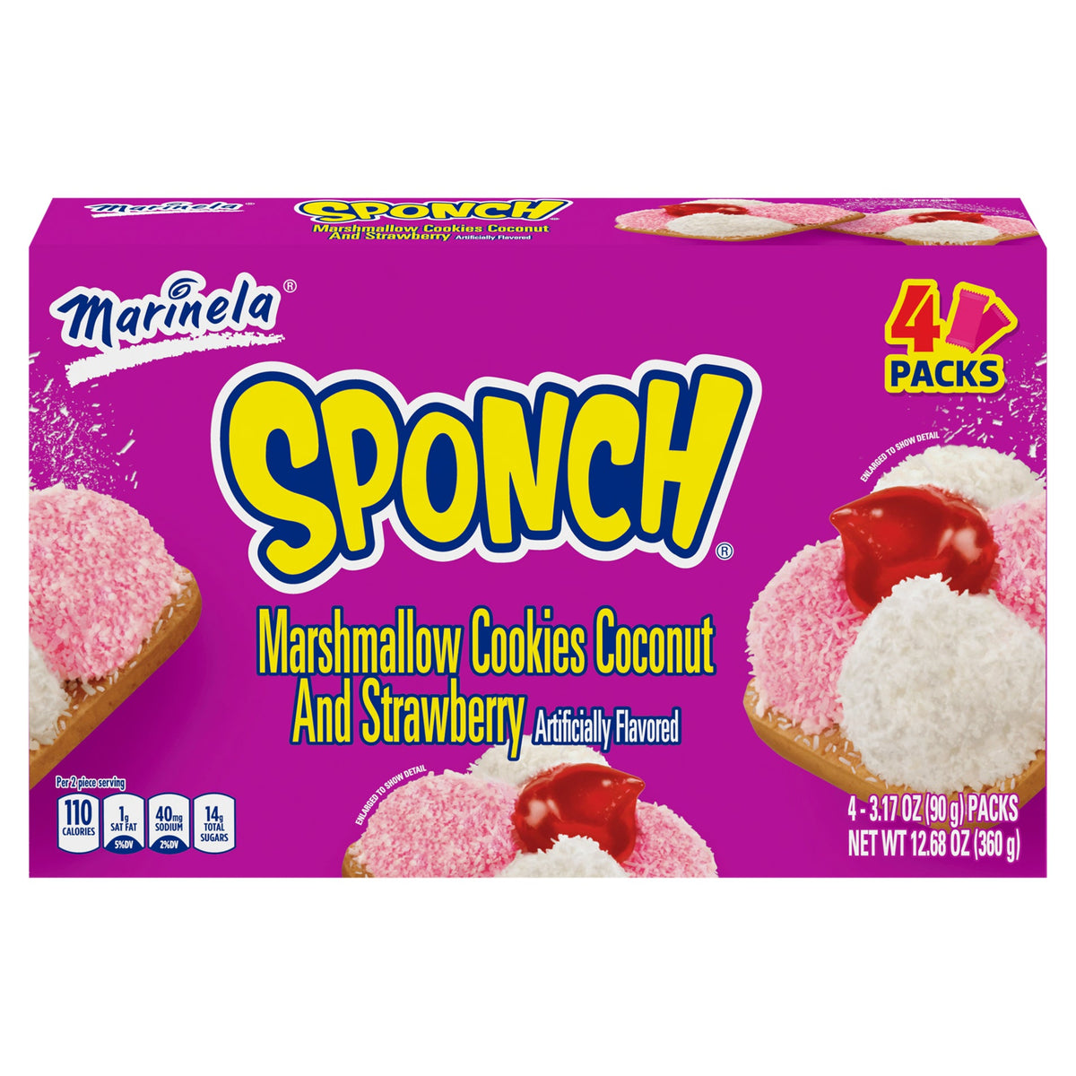 Marinela Sponch 4 Packs Coco and Fresa Marshmallow Galletas 4 - 3.17 oz Packs