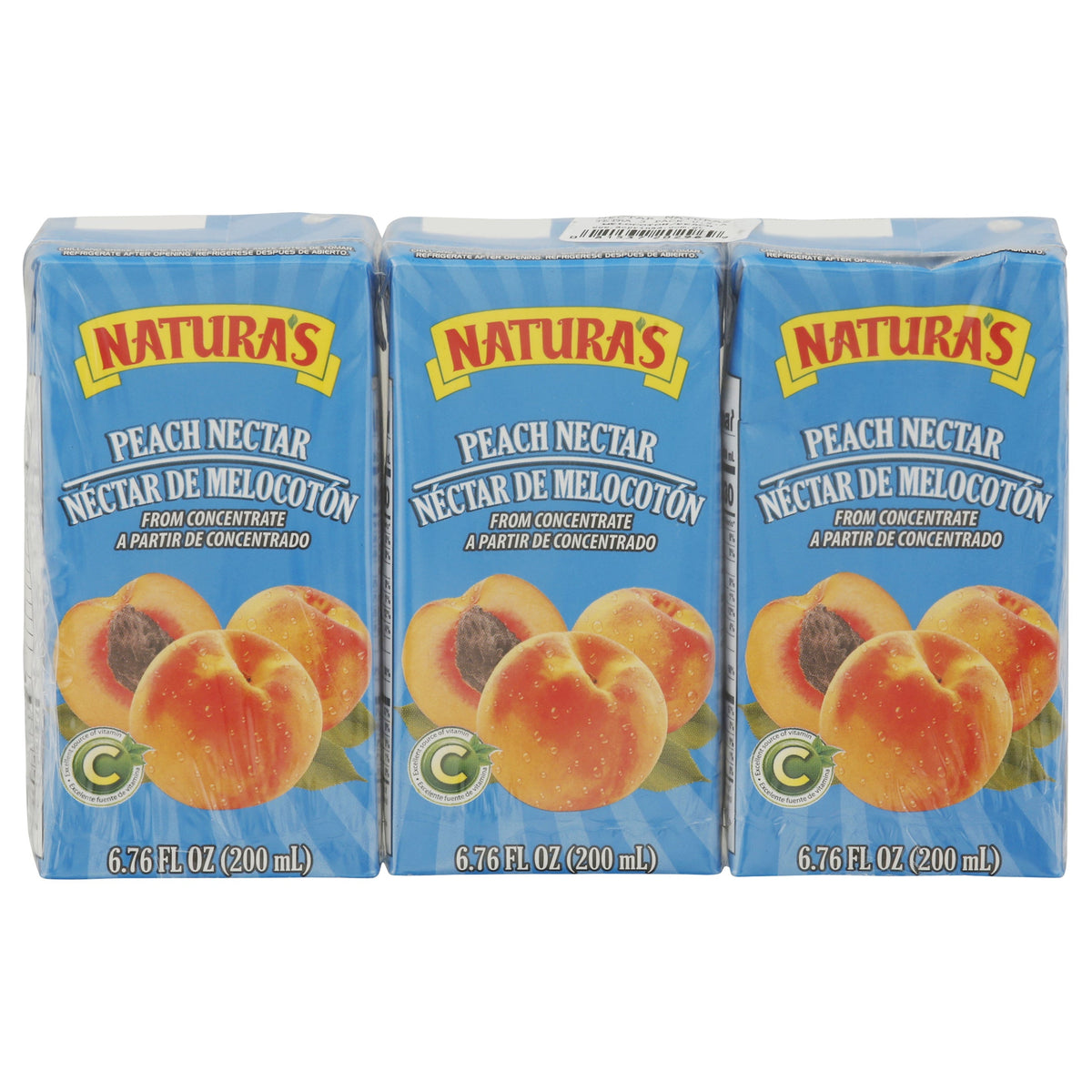 Natura's Néctar de durazno en paquete — 3 envases de 200 ml