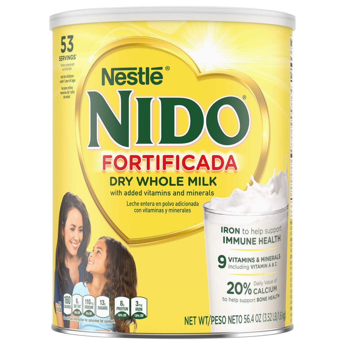 NIDO Fortificada En polvo Mezcla para bebida - Dry Whole Leche en polvo with Vitamins and Minerals Canister