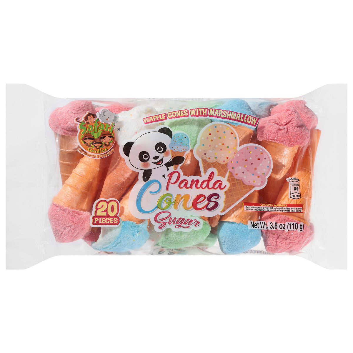 Safari Dulces Conos Panda 20 Piezas