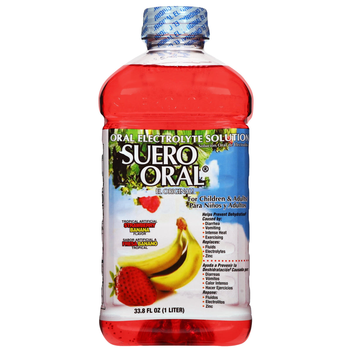 Suero Oral Bebida con electrolitos sabor fresa y banano — 1 L