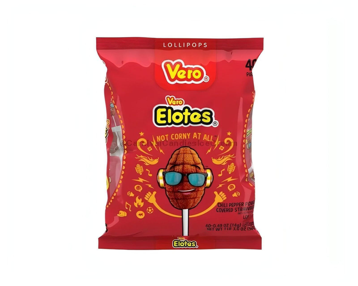 Vero Elotes Paletas de Fresa con Chile — 40 piezas