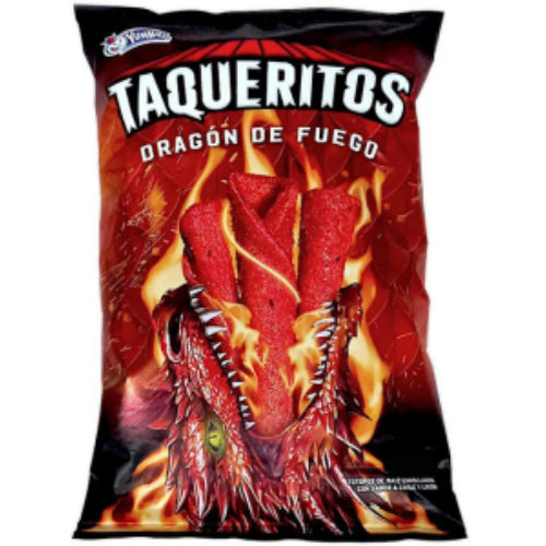 Yummies Taqueritos Dragon Fire 8oz — Empaque mostrado en la fotografía