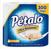 Pétalo Papel Higiénico Ultra Resistente — 4 rollos · 300 hojas
