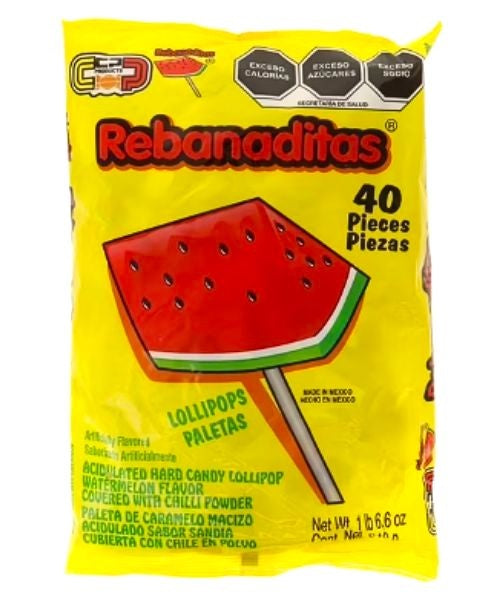 Rebanaditas paletas de sandía con chile — 40 unidades