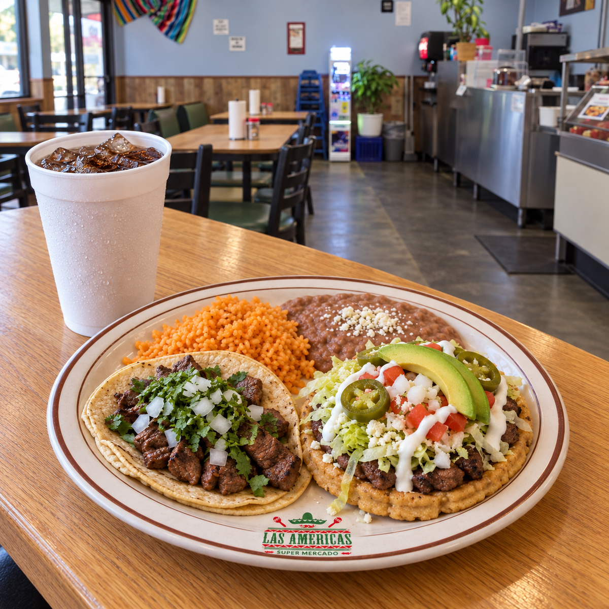 Combo degustacion: taco y sope — imagen ilustrativa creada con IA