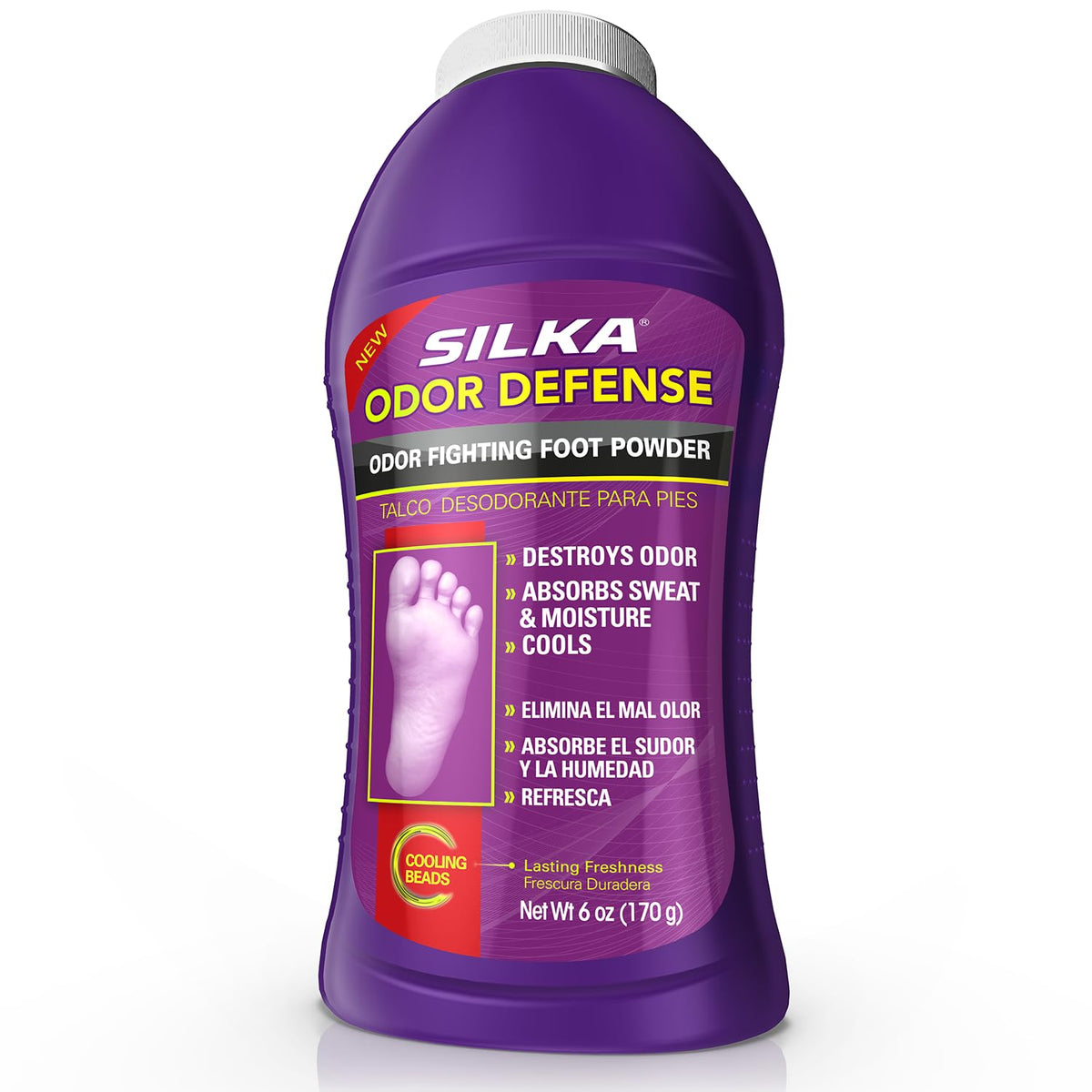 Silka Odor Defense talco desodorante pies 170 g